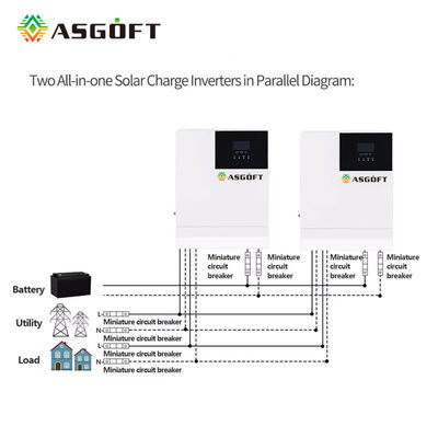 υβριδικό καθαρό κύμα ημιτόνου 5kw 6kw 5000w από τον ηλιακό αναστροφέα πλέγματος MPPT με το φορτιστή MPPT