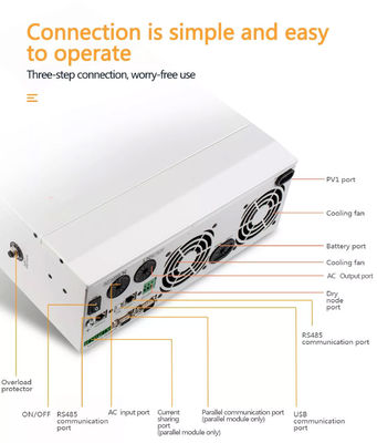48Vdc 5000W επάνω από πλέγματος το υβριδικό αναστροφέων σύστημα ενεργειακής αποθήκευσης μπαταριών αναστροφέων στάσεων μόνο ηλιακό