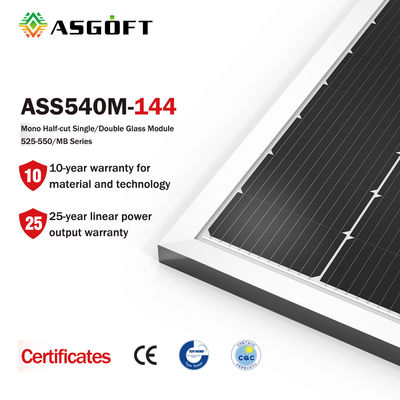 Διαφανές σύστημα ηλιακού πλαισίου 450w 500w 540w μονο διπρόσωπο για το σπίτι