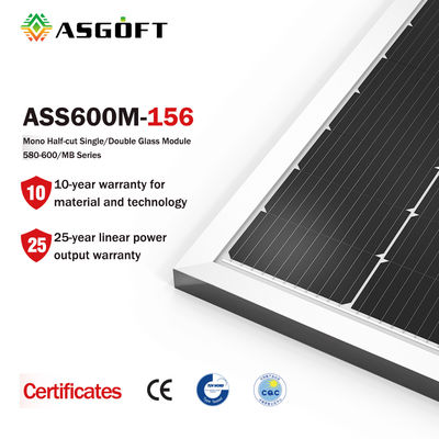 Ηλιακές μονο Monocrystalline PV ASGOFT επιτροπές 600w ταινιών κυττάρων γυαλιού