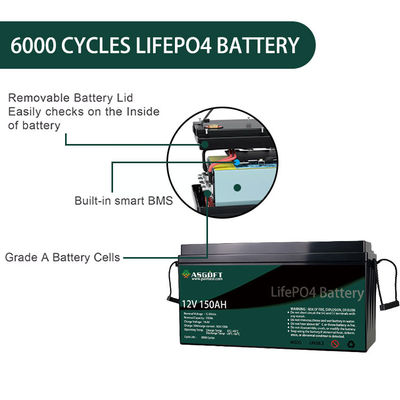 Μπαταρία 100ah 150AH ASGOFT Lipo4 Lifepo4 ιονικό πακέτο μπαταριών λι 12 βολτ