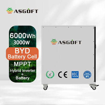 6KWH Lifepo4 από το υβριδικό σύστημα αποθήκευσης ηλιακής ενέργειας αναστροφέων 3kw πλέγματος