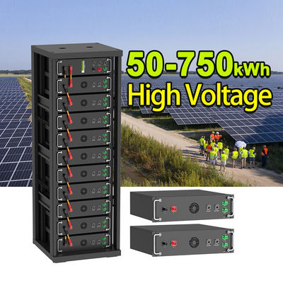 Υψηλής τάσης 15kwh-750kwh Λιθιοσιδή μπαταρία Lifepo4 51.2v 100Ah Ρακ-εγκαταστημένη μπαταρία Λιθιοϊοντική μπαταρία