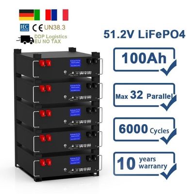 51.2V 100Ah BMS 5kw Diy LiFePO4 Συσσωρευτικές μπαταρίες ηλιακής ενέργειας για το σπίτι